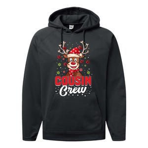 Christmas Cousin Crew Funny Reindeer Matching Pajama Gifts Premium Performance Fleece Hoodie