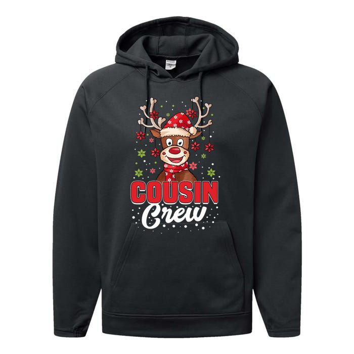 Christmas Cousin Crew Funny Reindeer Matching Pajama Gifts Premium Performance Fleece Hoodie