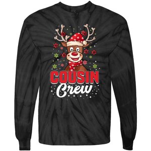 Christmas Cousin Crew Funny Reindeer Matching Pajama Gifts Premium Tie-Dye Long Sleeve Shirt