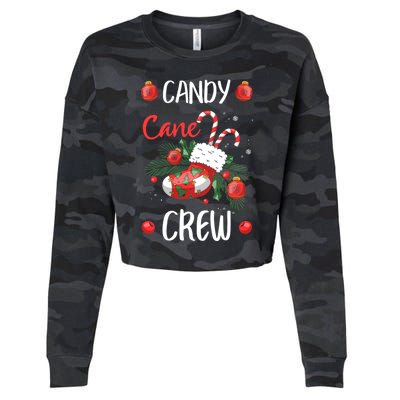 Candy Cane Crew Christmas Xmas Cropped Pullover Crew