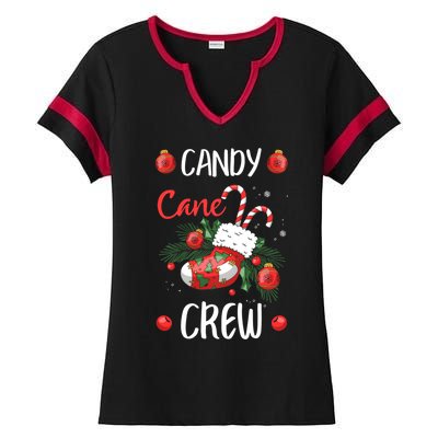 Candy Cane Crew Christmas Xmas Ladies Halftime Notch Neck Tee