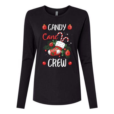 Candy Cane Crew Christmas Xmas Womens Cotton Relaxed Long Sleeve T-Shirt