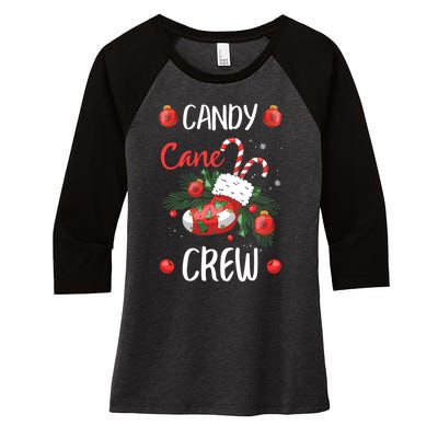 Candy Cane Crew Christmas Xmas Women's Tri-Blend 3/4-Sleeve Raglan Shirt