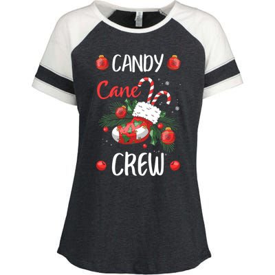 Candy Cane Crew Christmas Xmas Enza Ladies Jersey Colorblock Tee