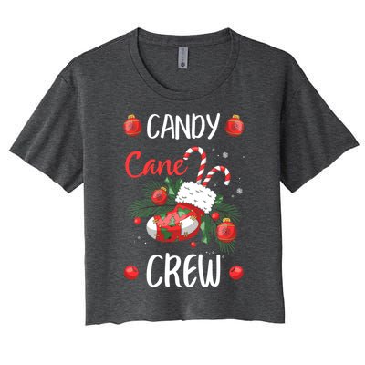 Candy Cane Crew Christmas Xmas Women's Crop Top Tee