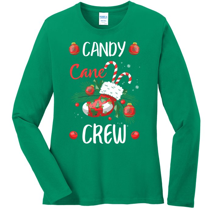 Candy Cane Crew Christmas Xmas Ladies Long Sleeve Shirt