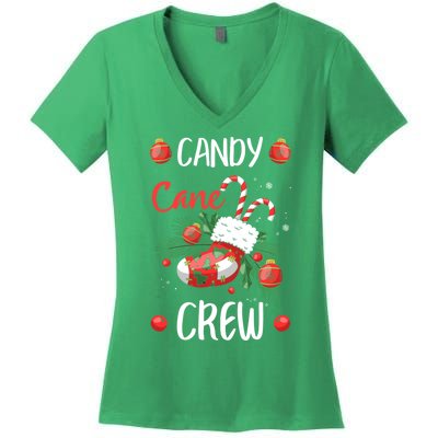 Candy Cane Crew Christmas Xmas Women's V-Neck T-Shirt