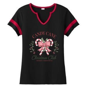 Candy Cane Christmas Holiday Season Xmas Gift Ladies Halftime Notch Neck Tee