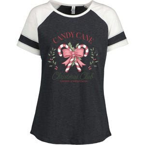 Candy Cane Christmas Holiday Season Xmas Gift Enza Ladies Jersey Colorblock Tee