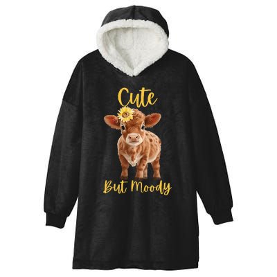 Cute CowMoody Cow Lovers Farm cowgirl baby cow an sunflower Hooded Wearable Blanket