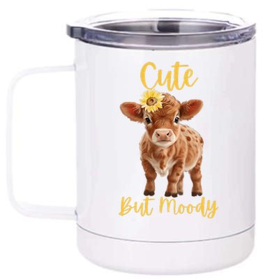 Cute CowMoody Cow Lovers Farm cowgirl baby cow an sunflower 12 oz Stainless Steel Tumbler Cup