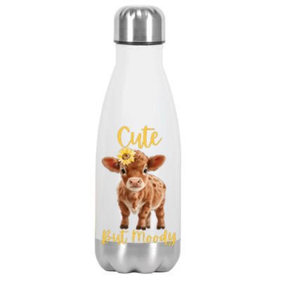 Cute CowMoody Cow Lovers Farm cowgirl baby cow an sunflower Stainless Steel Insulated Water Bottle