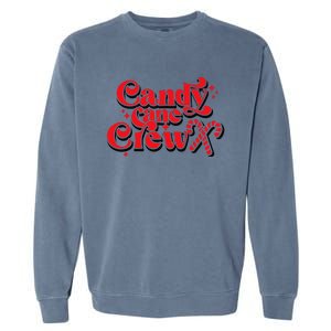 Cute Candy Cane Crew Merry Christmas Adults Garment-Dyed Sweatshirt