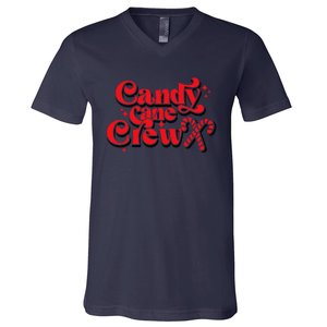 Cute Candy Cane Crew Merry Christmas Adults V-Neck T-Shirt