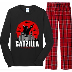 Catzilla Cute Cat Stuff For Cat Lover, Cat Mom, Cat Dad  Long Sleeve Pajama Set