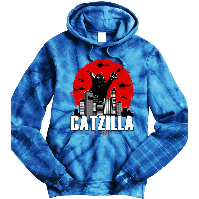 Catzilla Cute Cat Stuff For Cat Lover, Cat Mom, Cat Dad  Tie Dye Hoodie