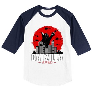 Catzilla Cute Cat Stuff For Cat Lover, Cat Mom, Cat Dad  Baseball Sleeve Shirt