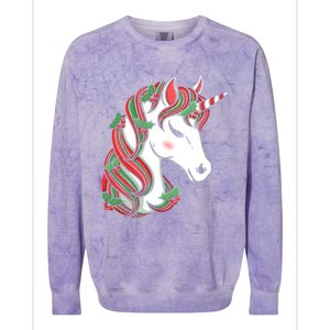 Cute Candy Cane Unicorn Christmas Matching Top Cool Gift Colorblast Crewneck Sweatshirt