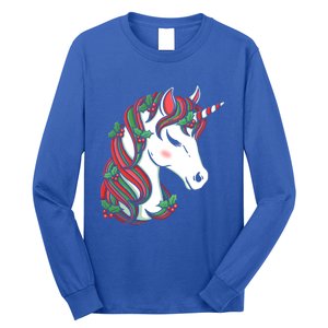 Cute Candy Cane Unicorn Christmas Matching Top Cool Gift Long Sleeve Shirt