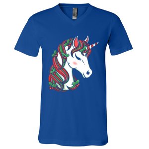 Cute Candy Cane Unicorn Christmas Matching Top Cool Gift V-Neck T-Shirt