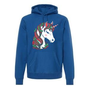 Cute Candy Cane Unicorn Christmas Matching Top Cool Gift Premium Hoodie