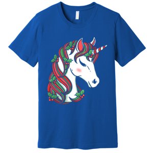 Cute Candy Cane Unicorn Christmas Matching Top Cool Gift Premium T-Shirt