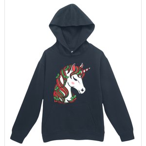 Cute Candy Cane Unicorn Christmas Matching Top Cool Gift Urban Pullover Hoodie