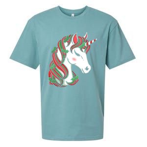 Cute Candy Cane Unicorn Christmas Matching Top Cool Gift Sueded Cloud Jersey T-Shirt