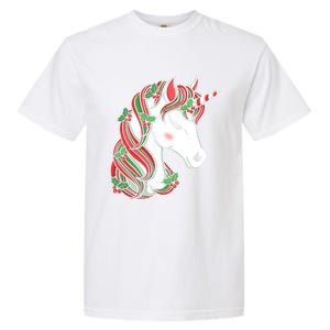 Cute Candy Cane Unicorn Christmas Matching Top Cool Gift Garment-Dyed Heavyweight T-Shirt