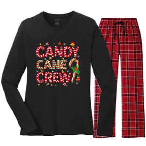 Candy Cane Crew Funny Christmas Candy Lover Xmas Pajamas Women's Long Sleeve Flannel Pajama Set 