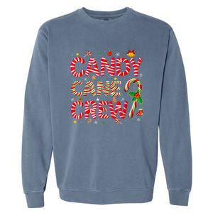 Candy Cane Crew Funny Christmas Candy Lover Xmas Pajamas Garment-Dyed Sweatshirt