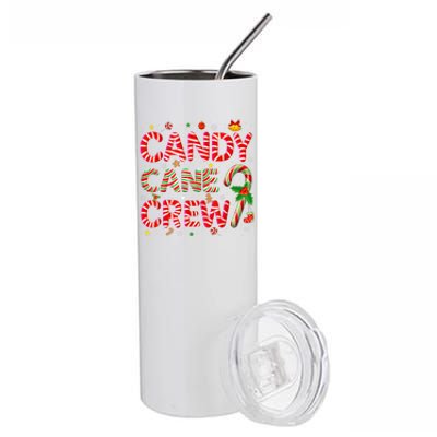 Candy Cane Crew Funny Christmas Candy Lover Xmas Pajamas Stainless Steel Tumbler