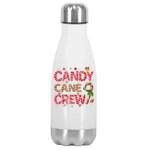 Candy Cane Crew Funny Christmas Candy Lover Xmas Pajamas Stainless Steel Insulated Water Bottle