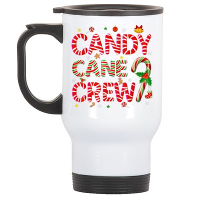 Candy Cane Crew Funny Christmas Candy Lover Xmas Pajamas Stainless Steel Travel Mug