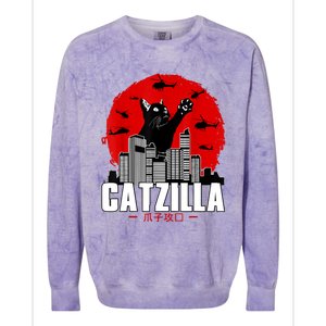 Catzilla Cute Cat Stuff For Cat Lover, Cat Mom, Cat Dad Colorblast Crewneck Sweatshirt