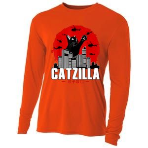 Catzilla Cute Cat Stuff For Cat Lover, Cat Mom, Cat Dad Cooling Performance Long Sleeve Crew