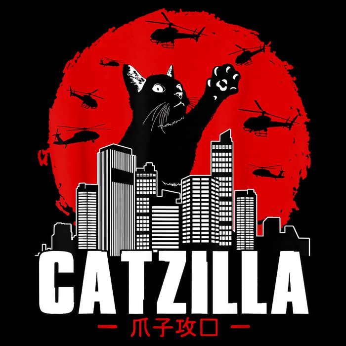 Catzilla Cute Cat Stuff For Cat Lover, Cat Mom, Cat Dad Drawstring Bag