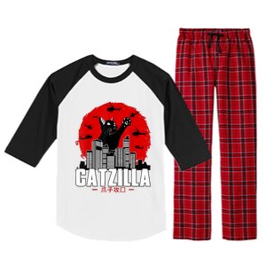 Catzilla Cute Cat Stuff For Cat Lover, Cat Mom, Cat Dad Raglan Sleeve Pajama Set