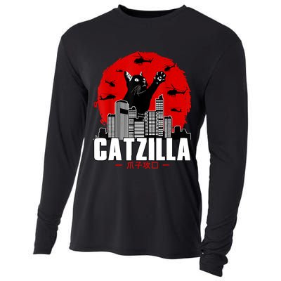 Catzilla Cute Cat Stuff For Cat Lover, Cat Mom, Cat Dad Cooling Performance Long Sleeve Crew