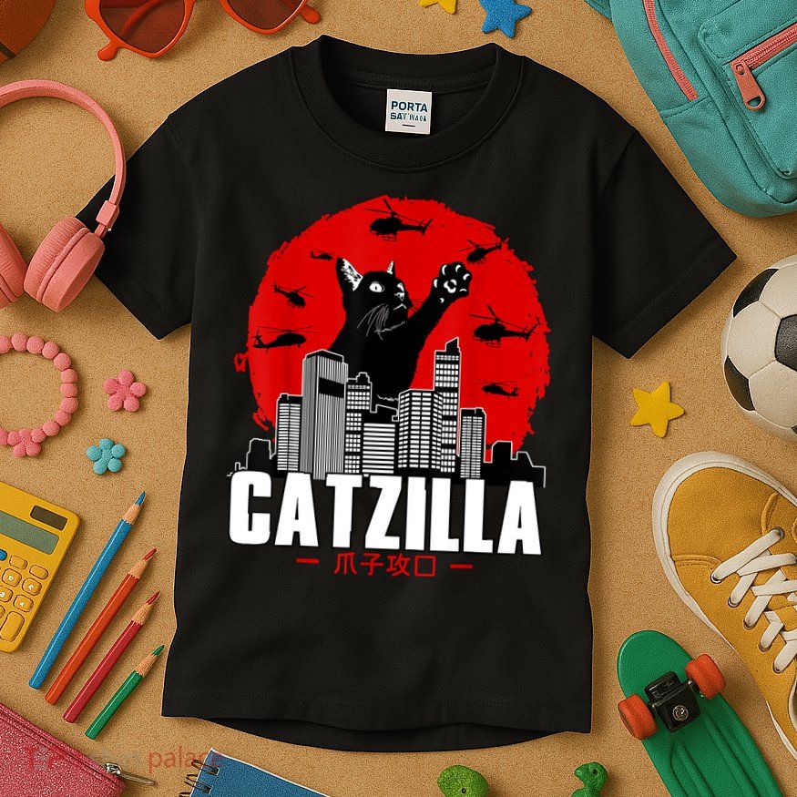 Catzilla Cute Cat Stuff For Cat Lover, Cat Mom, Cat Dad Kids T-Shirt
