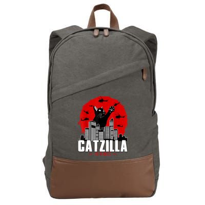 Catzilla Cute Cat Stuff For Cat Lover, Cat Mom, Cat Dad Cotton Canvas Backpack