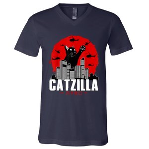 Catzilla Cute Cat Stuff For Cat Lover, Cat Mom, Cat Dad V-Neck T-Shirt