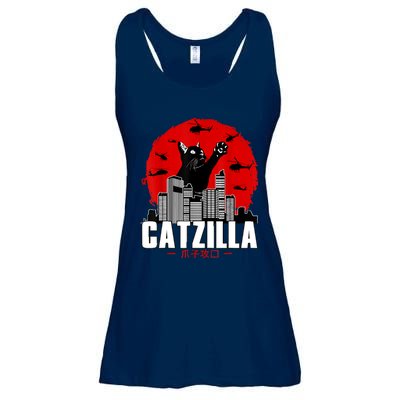 Catzilla Cute Cat Stuff For Cat Lover, Cat Mom, Cat Dad Ladies Essential Flowy Tank