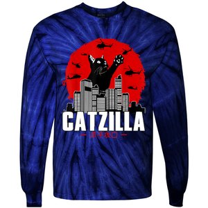 Catzilla Cute Cat Stuff For Cat Lover, Cat Mom, Cat Dad Tie-Dye Long Sleeve Shirt