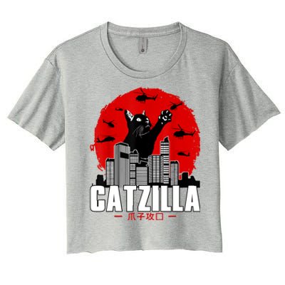 Catzilla Cute Cat Stuff For Cat Lover, Cat Mom, Cat Dad Women's Crop Top Tee