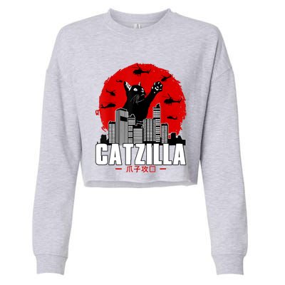 Catzilla Cute Cat Stuff For Cat Lover, Cat Mom, Cat Dad Cropped Pullover Crew