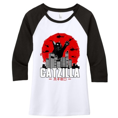 Catzilla Cute Cat Stuff For Cat Lover, Cat Mom, Cat Dad Women's Tri-Blend 3/4-Sleeve Raglan Shirt