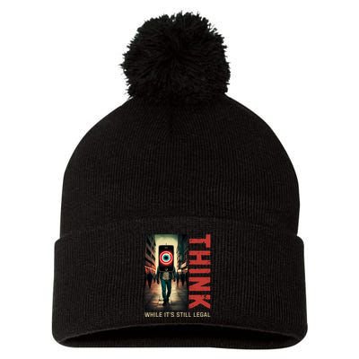 Conservative Cancel Culture Think While Its Still Legal Pom Pom 12in Knit Beanie