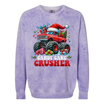 Christmas Candy Cane Crusher Xmas Monster Truckboy Colorblast Crewneck Sweatshirt