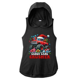 Christmas Candy Cane Crusher Xmas Monster Truckboy Ladies PosiCharge Tri-Blend Wicking Draft Hoodie Tank